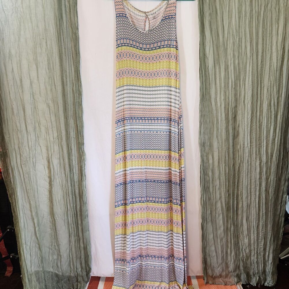 A.N.A Pastel Colors Blue Long Stretch Sleeveless Maxi Tshirt Dress Size M